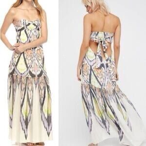 Free People Rayon Strapless Irate The Mojave Maxi Dress XS Beach Summer Boho